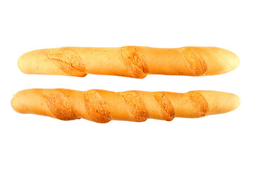 Two long baguettes on an isolated background