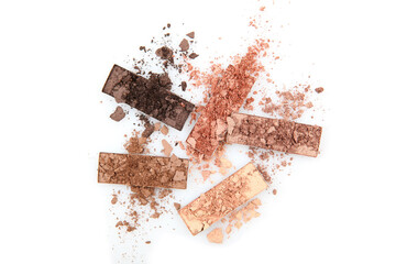 eye shadow on a white background. Smears from the eyes. beautiful eye shadow. minimalism. Fashionable colors of eye shadows.