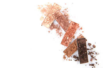 eye shadow on a white background. Smears from the eyes. beautiful eye shadow. minimalism....