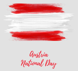 Austria National day holiday. Background with abstract watercolor brushed grunge flag of Austria.