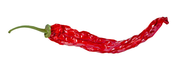 Dry chili pepper isolated on white