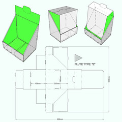 Counter display stand and Die-cut Pattern. The .eps file is full scale and fully functional. Prepared for real cardboard production.