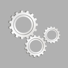 Gears on a gray background. Vector icon