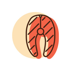 Salmon meat vector icon. Barbecue and bbq grill
