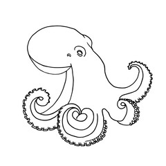 Octopus icon in outline style, isolated on a white background. Marine animals symbol vector illustration.