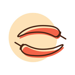 Red hot chili peppers vector icon. Vegetable