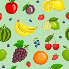 fruit pattern in cartoon style. Vector graphics