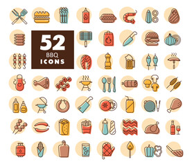 Barbecue and bbq grill icon set