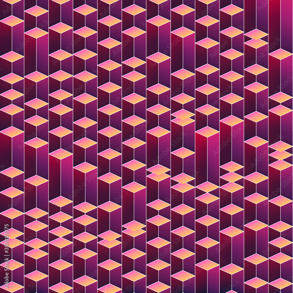 Poster modern pattern of multi colored rectangles. 3d rendering digital illustration