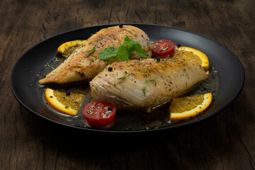 Chicken Piccata with Orange and Butter Sauce GoodTasty on Black Plate The Most Popular