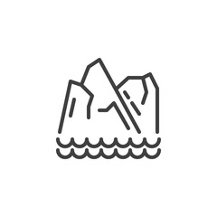 Mountains and waves line icon. linear style sign for mobile concept and web design. Island seascape outline vector icon. Symbol, logo illustration. Vector graphics