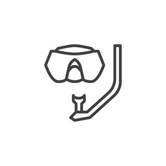 Diving mask line icon. linear style sign for mobile concept and web design. Scuba mask and snorkel outline vector icon. Symbol, logo illustration. Vector graphics