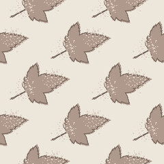 Maple leaves seamless pattern on light background. Autumn leaf wallpaper.