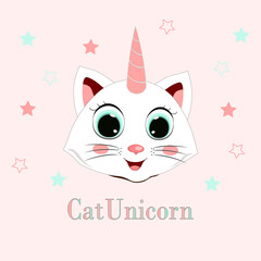 Vector illustration cute Cat Unicorn .