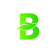 Green eco letters B logo with leaves. /symbol / alphabet / botanical / natural