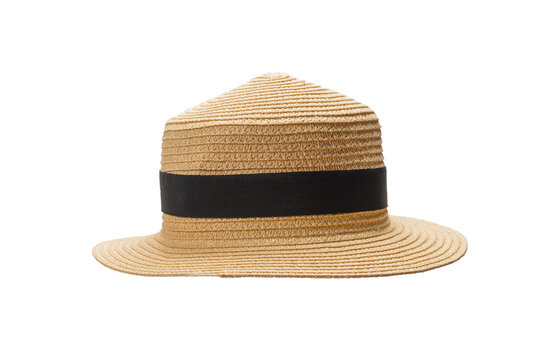 Straw hat with black bow isolated on white