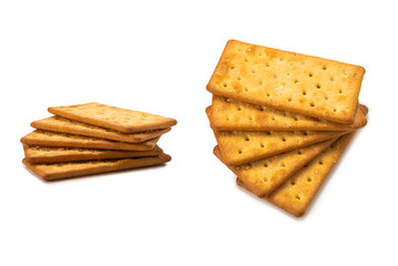 Cracker with salt isolated on white.