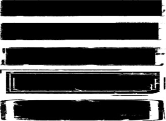 Grunge Paint Roller . Vector brush Stroke . Distressed banner . Black stripes isolated. paintbrush collection . Modern Textured shape . Dry border in Black . Bulge lines