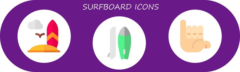 Modern Simple Set of surfboard Vector flat Icons