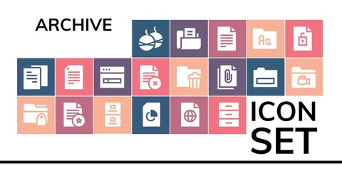 Modern Simple Set of archive Vector filled Icons