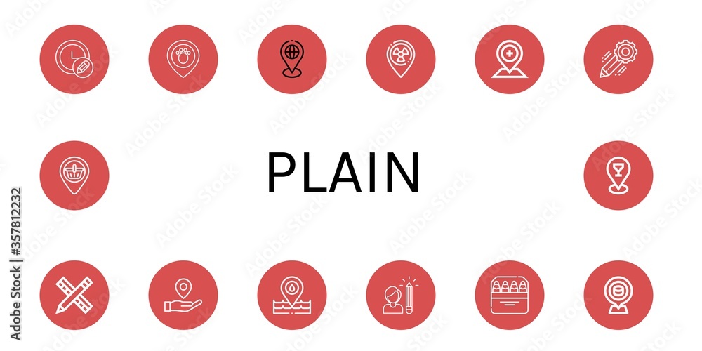 Poster plain simple icons set