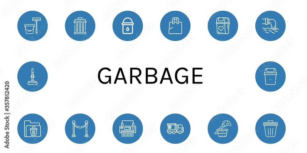 Poster set of garbage icons