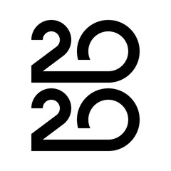 Happy New Year date 2020 background. Greeting card Fonts flyer banner. Celebrate brochure icon
