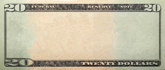 Fotobehang 20 dollar bill with empty middle area © Ruslan