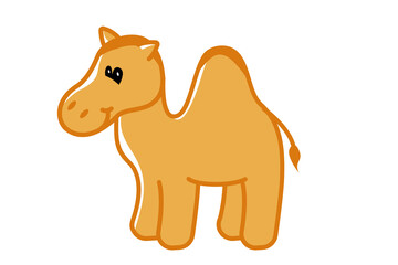 Dromedary Arabian one-humped camel cartoon for children books.