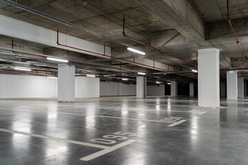 Empty parking at the shopping mall garage city life crisis tranquil scene recession concept