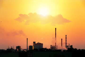 Fototapeta premium Sunset over the factory