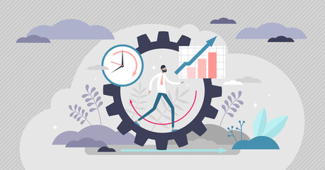 Productivity vector illustration. Job performance flat tiny persons concept