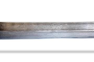 Damascus steel saber blade isolated on a white - obrazy, fototapety, plakaty
