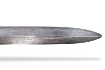Damascus steel saber blade isolated on a white © badahos
