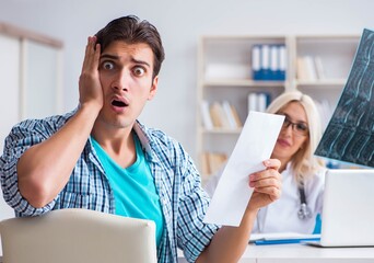 Male patient angry at expensive healthcare bill