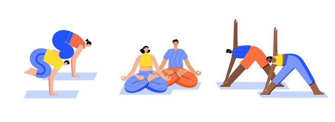 Yoga flat vector illustration. Healthy lifestyle