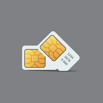 Chip of sim card mock up. Plastic card of cellular connection illustration