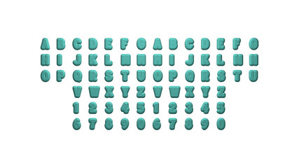 Full set of English letters in 3D illustrations separated to two sides for matching perspectives, lightings and shadows for realistic combinations on 