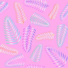 exotic tropical Palm leaves seamless pattern on pink background. Stock vector illustration