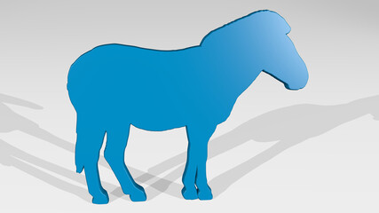 hose from a perspective on the wall. A thick sculpture made of metallic materials of 3D rendering