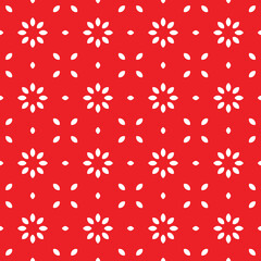 Beautiful bright red floral geometric vector pattern background. 