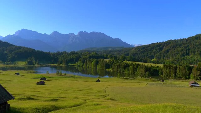 Lake Geroldsee with Karwendel Mountains, Bavaria, Germany