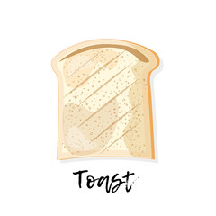 Single toast isolated on white background. Vector illustration.