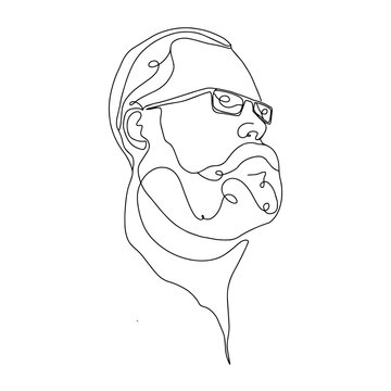 recommend clip art: One line man portrait, vector stock illustration