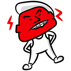 White man cartoon angry scene vector on a white background