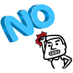White man cartoon say no concept vector on a white backgrounds