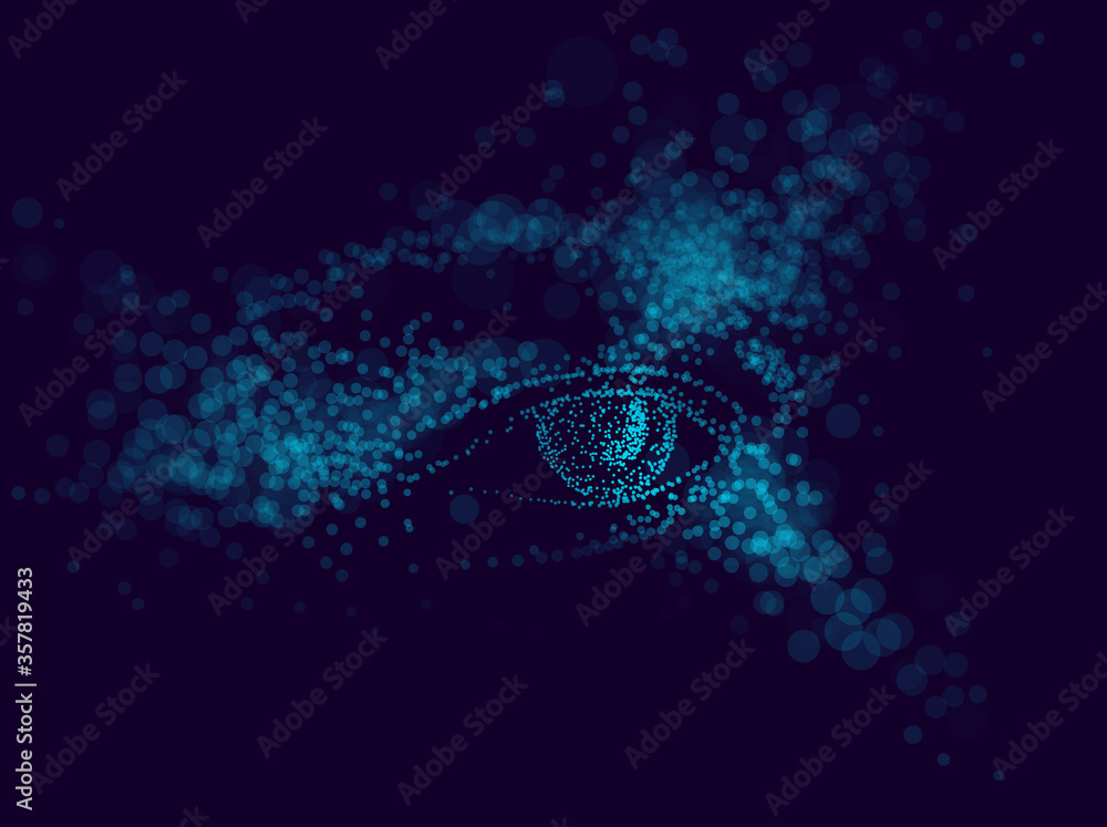 Poster human eye made with beautiful bokeh blurred lights vector abstract background with defocused transpa