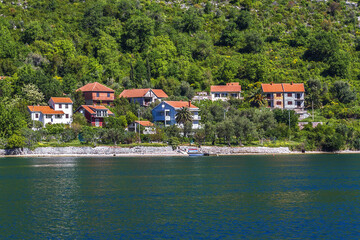 Fototapeta premium Beautiful landscape Kotor bay (Boka Kotorska) near the town of Tivat, Montenegro, Europe. Kotor Bay is a UNESCO World Heritage Site.