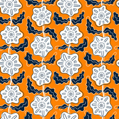 Plant hand drawn seamless pattern. Ideal for background, wallpaper, textile, backdrop, wrapping paper. Pattern design.