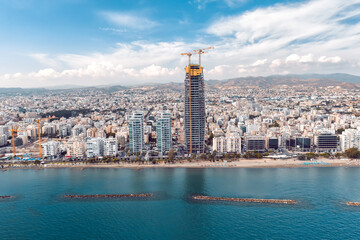 Obraz premium Aerial view over the skyline of Limassol. Cyprus